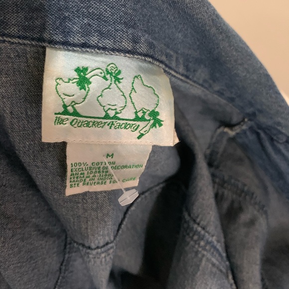 Anthropologie Quaker Factory Denim Jeans Button Down Shirt size Medium - Picture 6 of 8